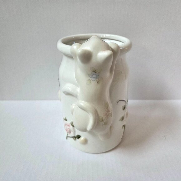 Pfaltzgraff Tea Rose Collection Cat Milk Bottle Utensil Crock w/Utensils NEW - Picture 5 of 9